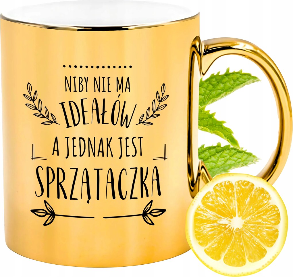 Prémium Arany Csillogó Bögre Takarítónőnek Ajándék Nyomtatott Fotóval