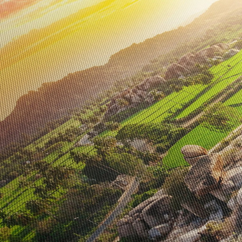 Kép a Hampi-völgyről Indiában (órával) (90x30 cm)