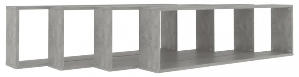 4 db betonszürke szerelt fa fali polc 100 x 15 x 30 cm