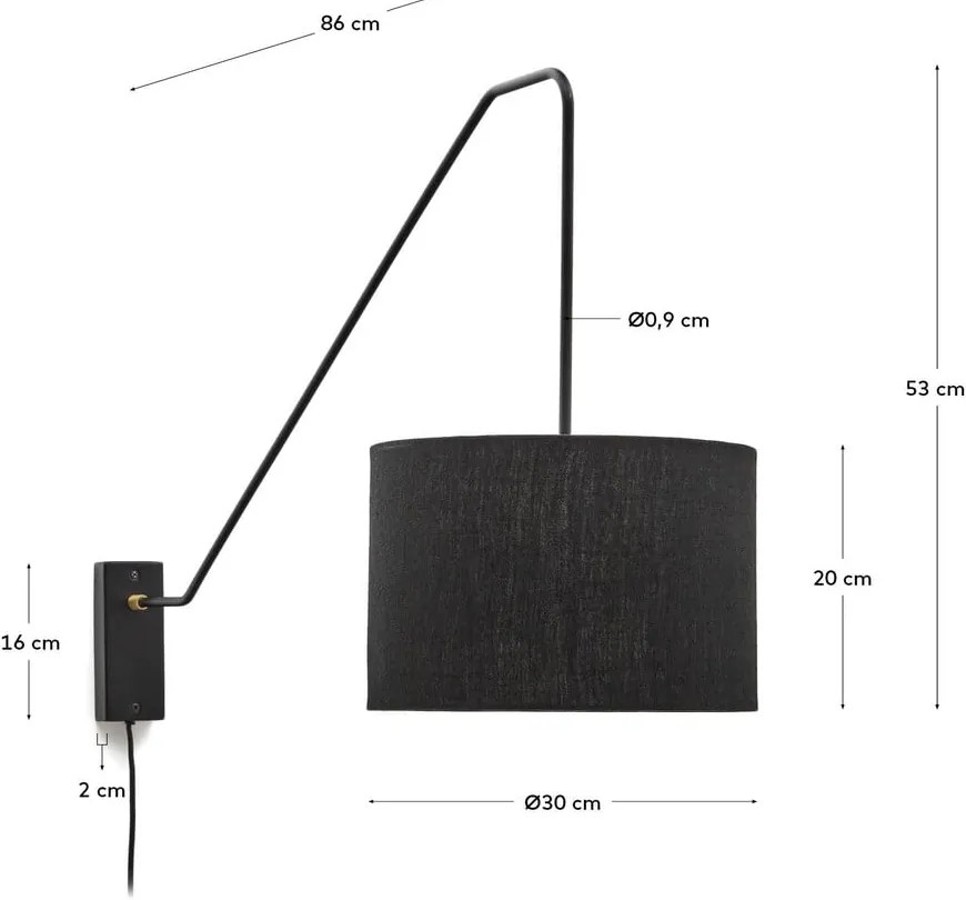 Fekete fali lámpa ø 25 cm Jex – Kave Home