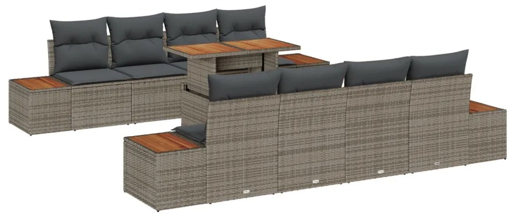 Kerti Kanapé Szett 9 Részes Taupe Rattan 4 Részes Kültéri Kanapé