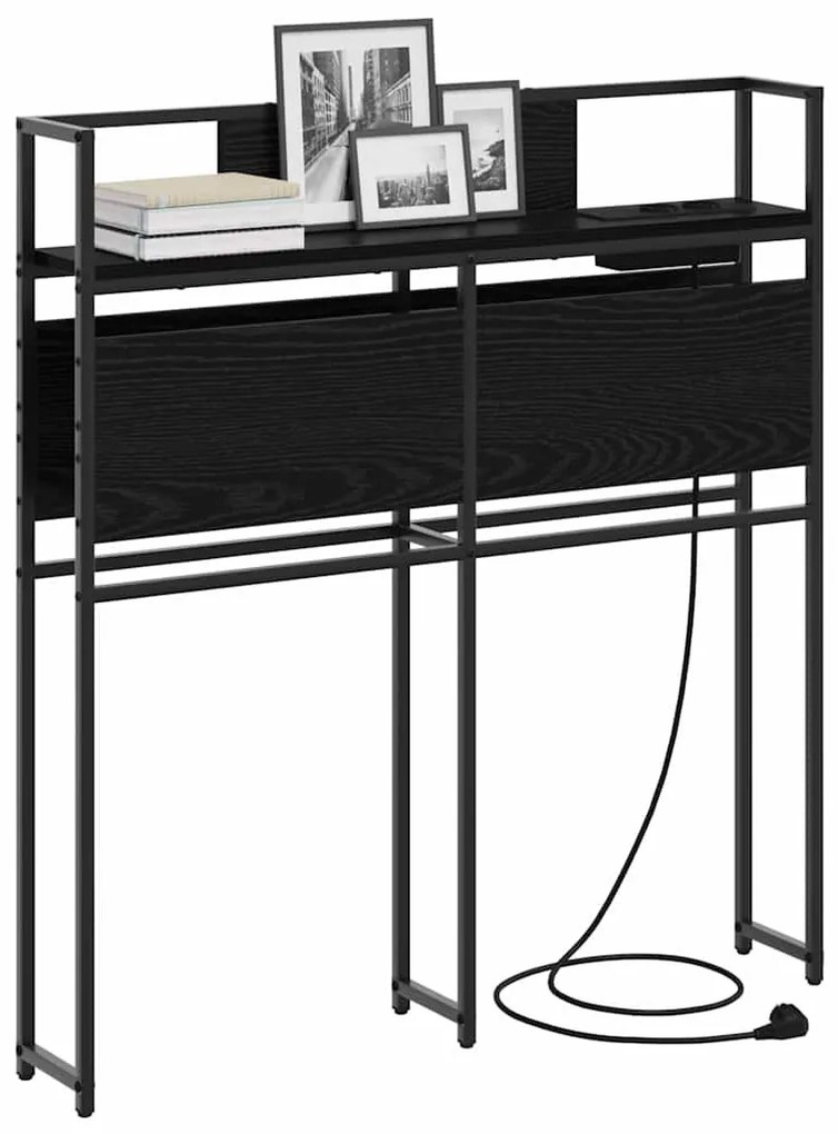 Tároló fejtámla polcokkal fejtámlával Musta tammi 90 cm Faanyag