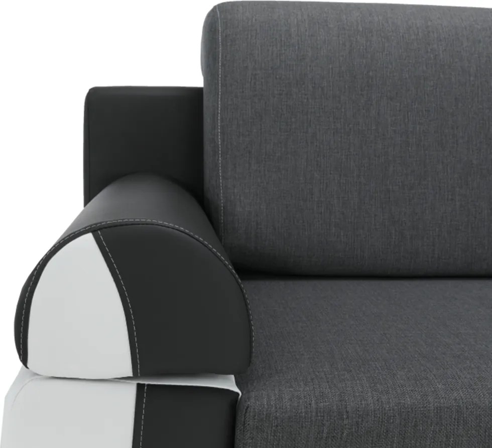 Kanapé, textilbőr fehér+szürke/szürke szövet, KARDYN