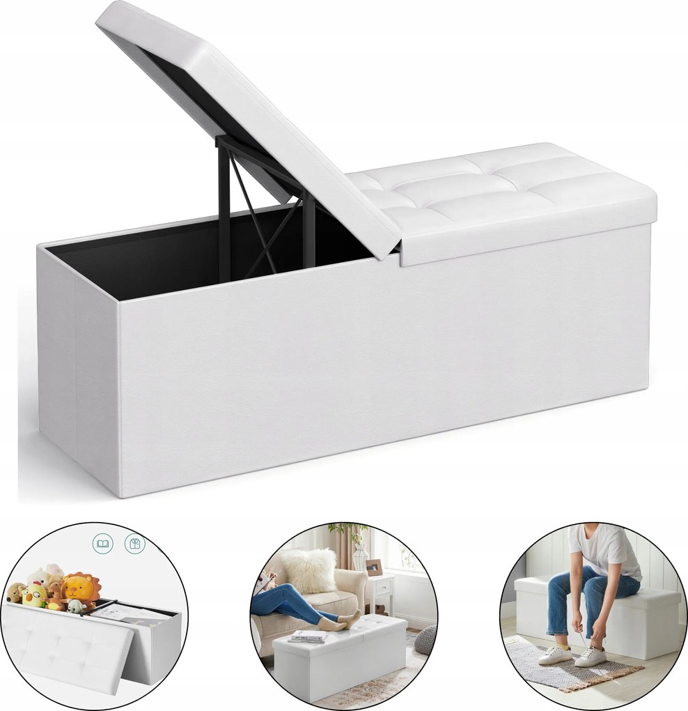 Puff Kárpitozott Lábtartó Kényelmes Ülés Tároló Nagy 120l 38x110x38cm