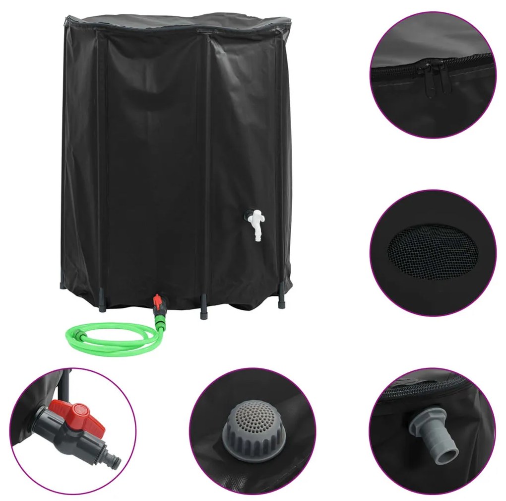 összecsukható PVC víztartály csappal 1250 L