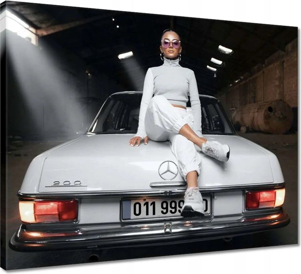 Vászonkép 50x40 Fehér klasszikus Mercedes 200