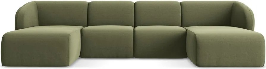 Zöld bársony (U alakú) sarokkanapé Lani – Makamii