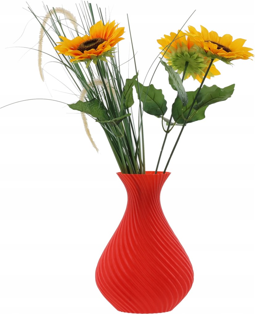 Váza, flakon művirágokhoz 3D piros magas 16cm dekoratív műanyag