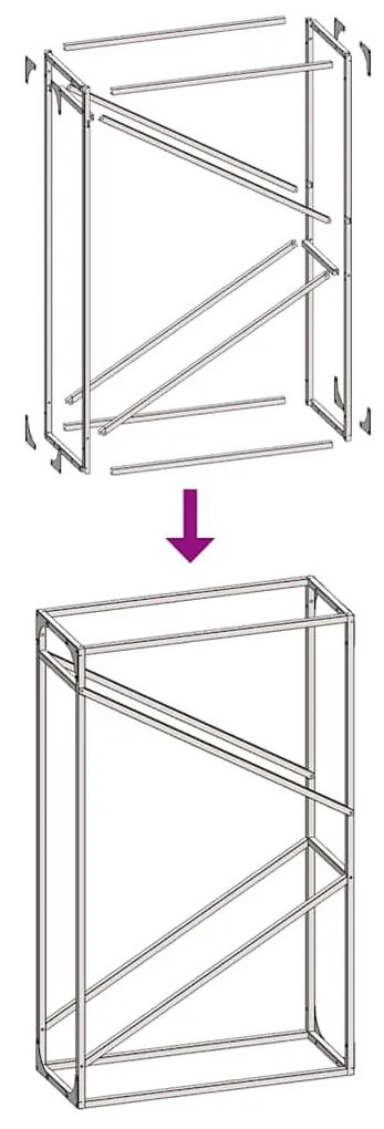 fekete hidegen hengerelt acél tűzifatároló 60x25x100 cm
