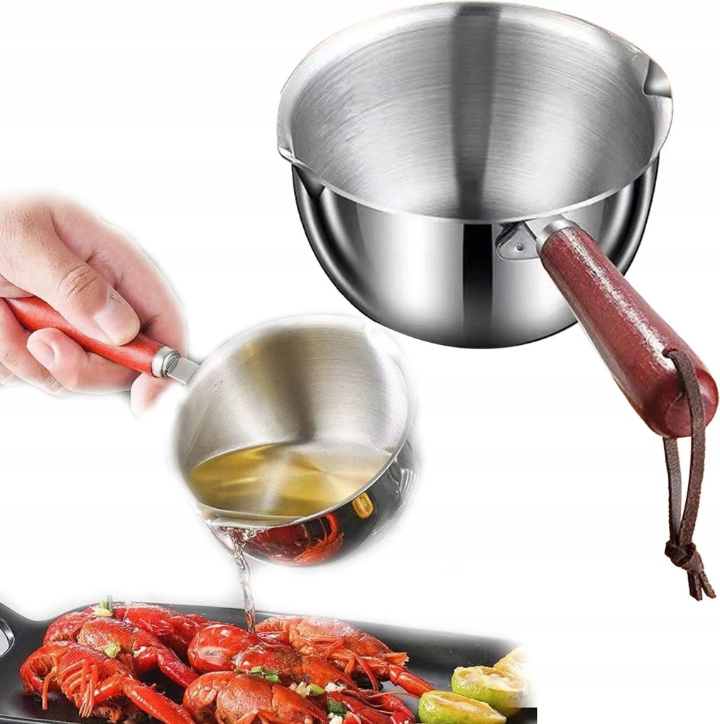 Fazék Serpenyő Acél Serpenyő Fogantyú Gáz Indukció Rozsdamentes Acél 300ML