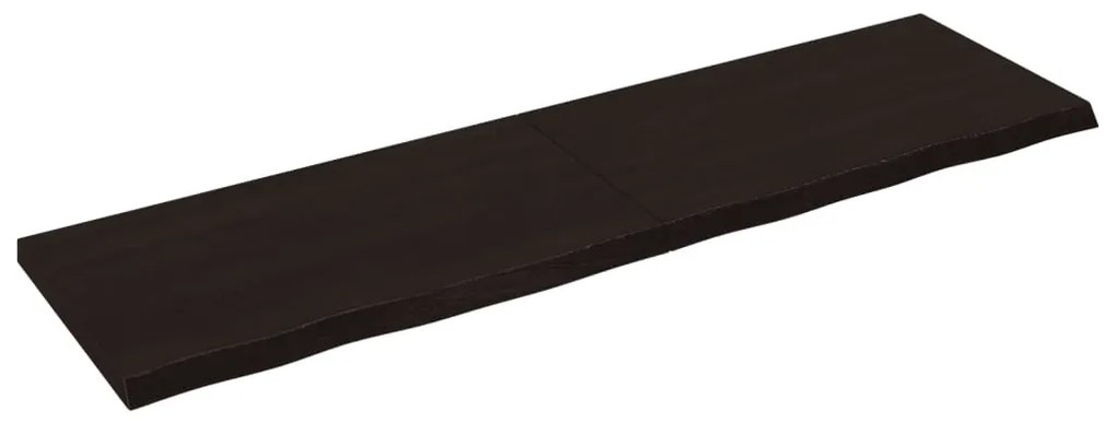 sötétbarna kezelt tömör tölgyfa fali polc 220 x 60 x (2-6) cm