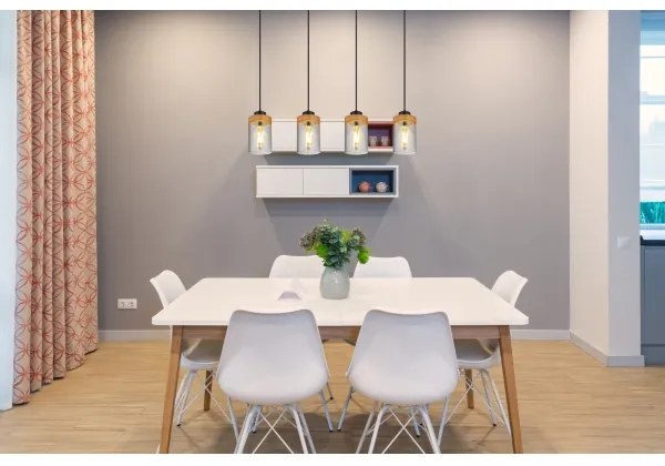 Globo 15557-4H - FINCA 4 ágú fém/fa függeszték E27 40W 230V