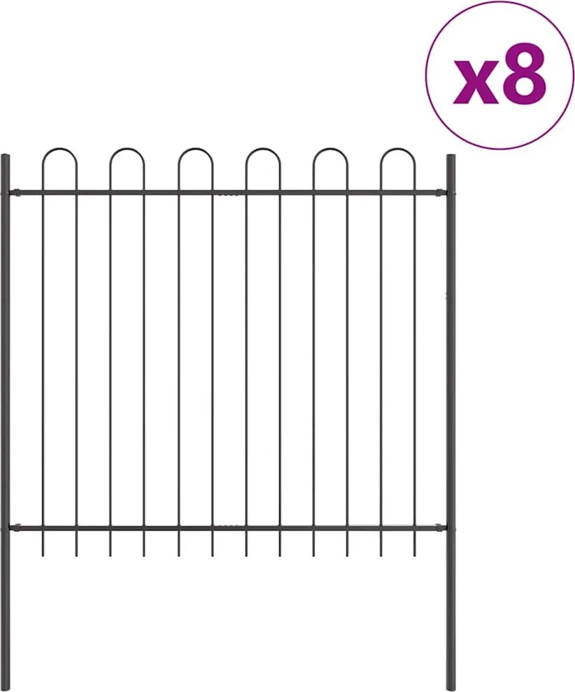 vidaXL Kerti Kerítés 8 pcs Szürke 13,6 x 1,5 m Porfestett acél