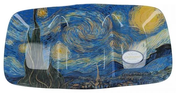 Van Gogh Csillagos Éj osztott üvegtál - 30x22 cm díszdobozban