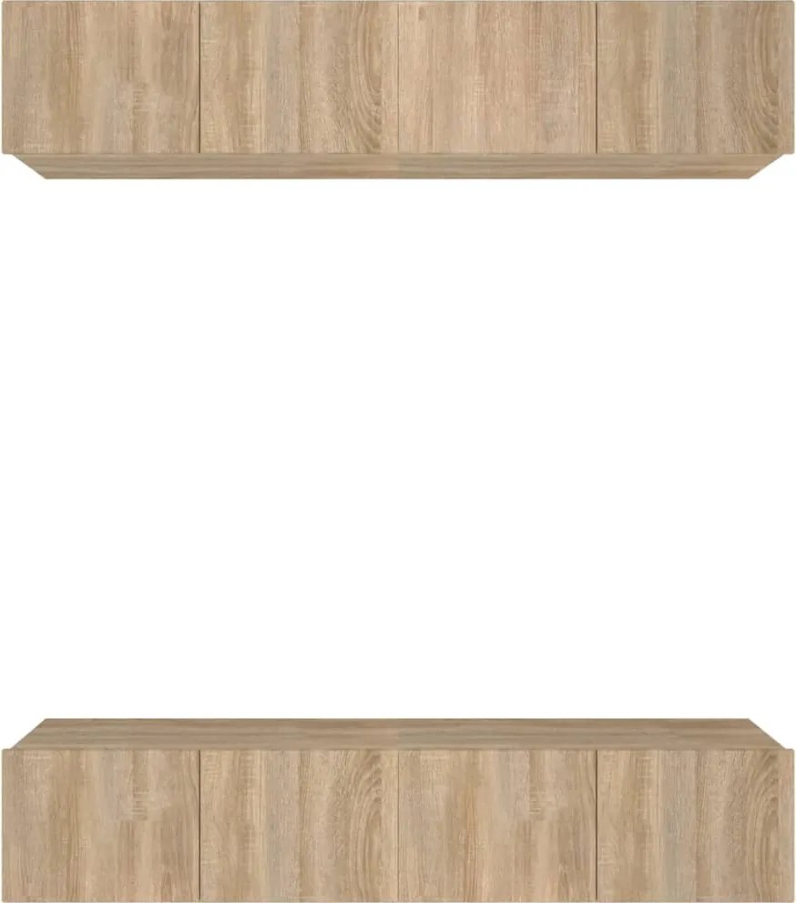 vidaXL 4 db sonoma-tölgy színű szerelt fa TV-szekrény 80 x 30 x 30 cm