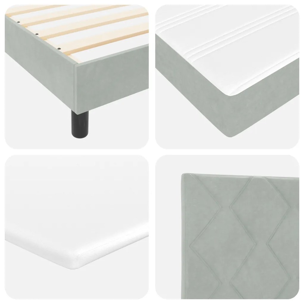 Boxspring Ágy Mattal és LED Fénnyel Szürke 180x200 cm Bársonyos
