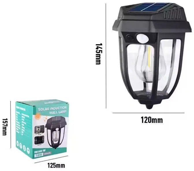 Kültéri napelemes indukciós fali lámpák Sunlight WW669-1W - 18W