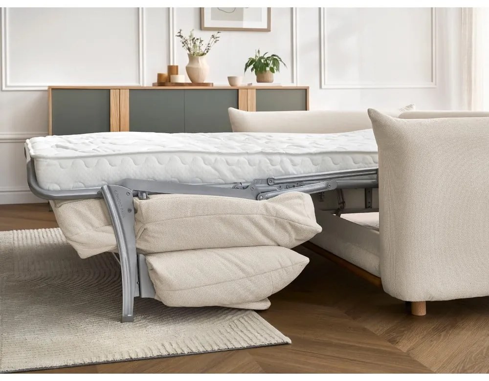 Krémszínű kinyitható kanapé 214 cm Ernest – Bobochic Paris