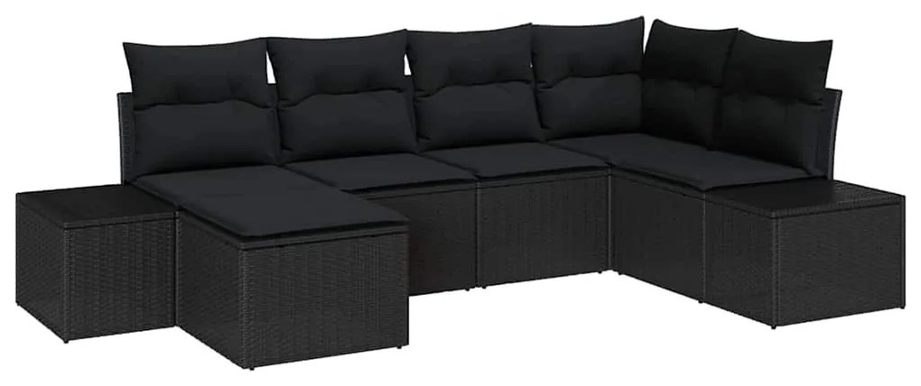 Kerti Kanapé Szett 6 pcs Fekete 264 x 154 x 85 cm Poli rattan