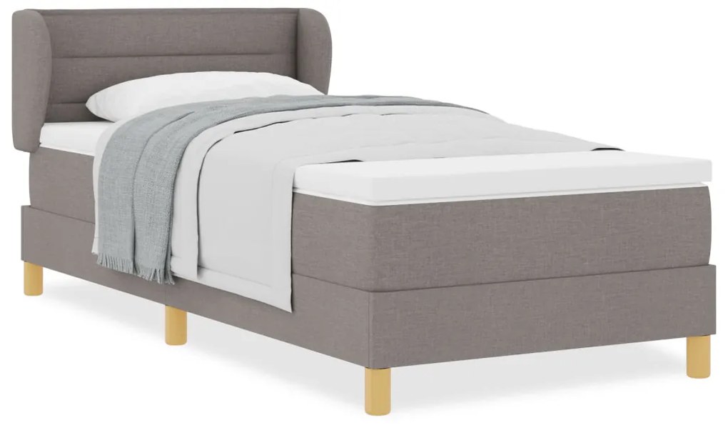 Boxspringágy matraccal, világosszürke, 80x200 cm, textil