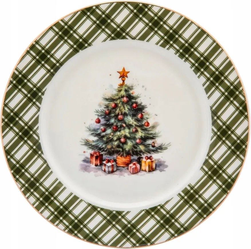 Porcelán desszertes tányér Karácsonyfa 20 cm