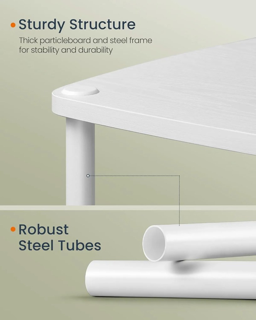 Éjjeliszekrény, asztal 3 tárolópolccal, szövetkosárral, fehér