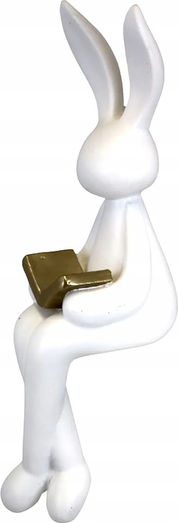 Kerámia nyuszi figura fehér könyvvel 6x7,5x24,5 cm Húsvét