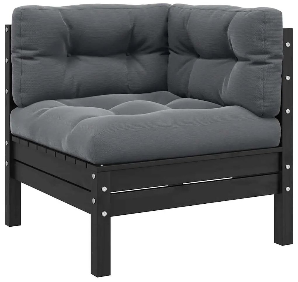 vidaXL kétszemélyes szürke tömör fenyőfa kerti kanapé párnákkal