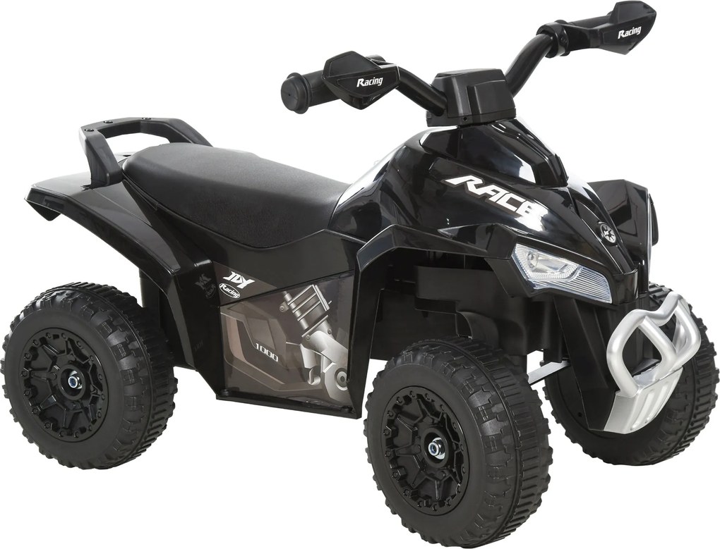 HOMCOM Quad Játékautó Gyerekeknek 18-36 Hónap  Fényekkel és Zene Funkcióval, Max. 20 kg-ig, 67,5x38x44 cm Fekete | Aosom