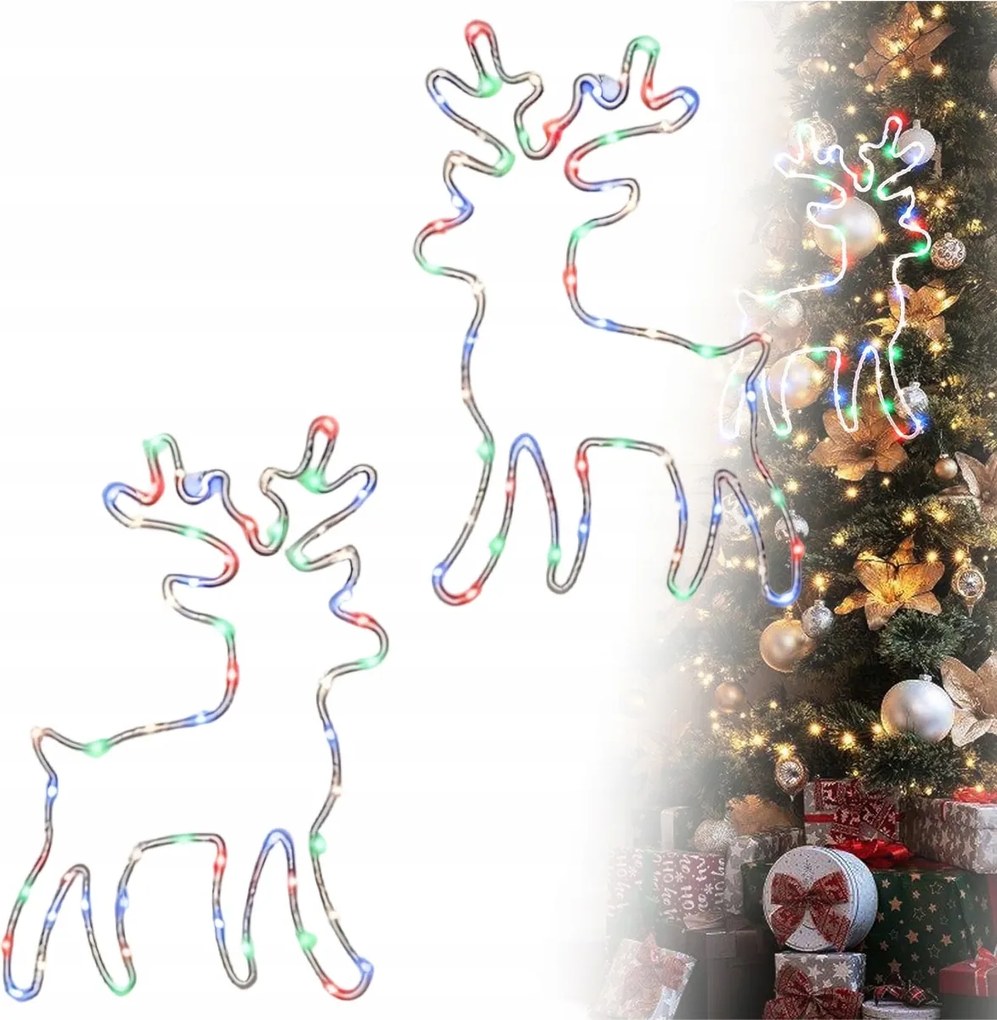 Világító rénszarvas alakú karácsonyi dekoráció 2 db-os szett