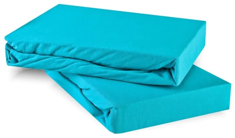 EMI türkizkék 100% pamutjersey gumis lepedő, 90x200-as lap