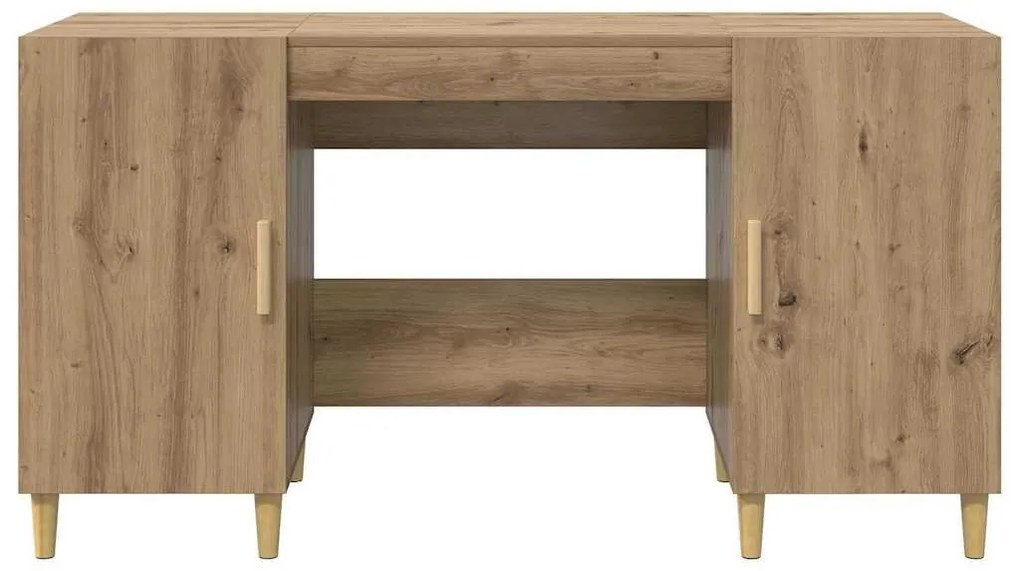 vidaXL Asztal polcokkal ajtóval Artisan tölgy 140 x 50 x 75 cm Faanyag