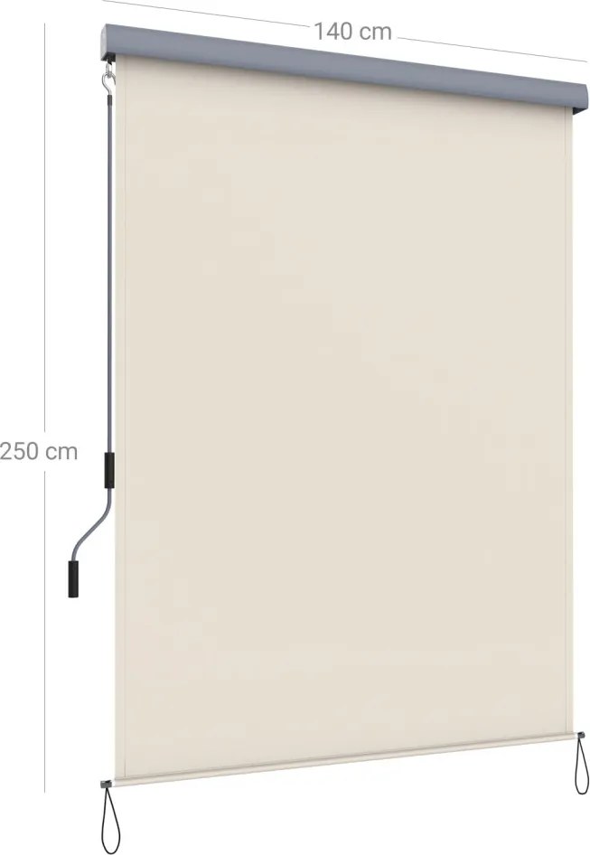 Oldalsó terasznapellenző, belátásgátló, bézs, 280 g/m² 140 x 250 cm