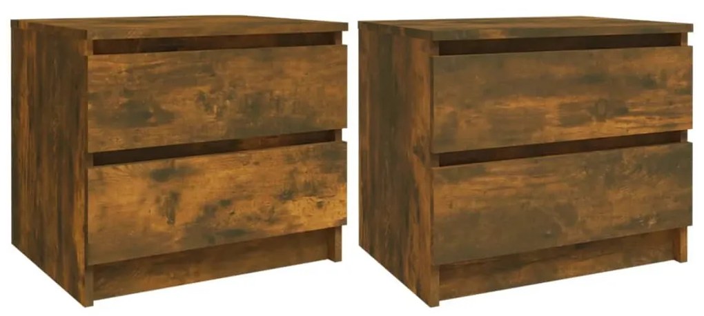 2 db füstös tölgyszínű szerelt fa éjjeliszekrény 50x39x43,5 cm