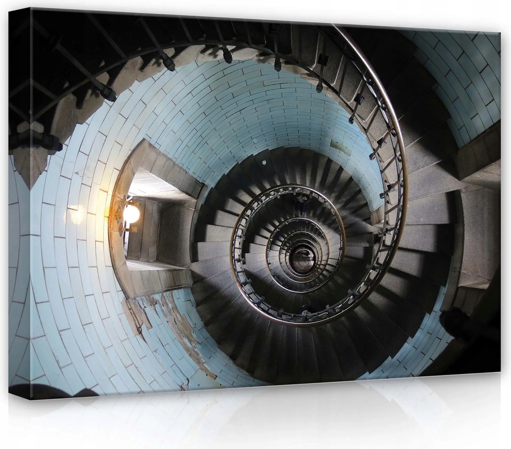 Vászonkép 70x50 Spirális lépcső perspektíva építészet geometria fény árnyék