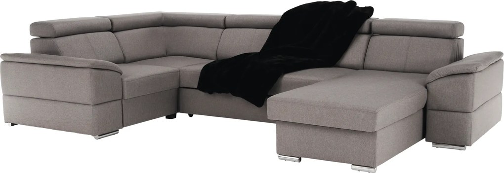 Ülőgarnitúra, szürkésbarna Taupe, jobbos kivitelezés, SEGORIA ROH U