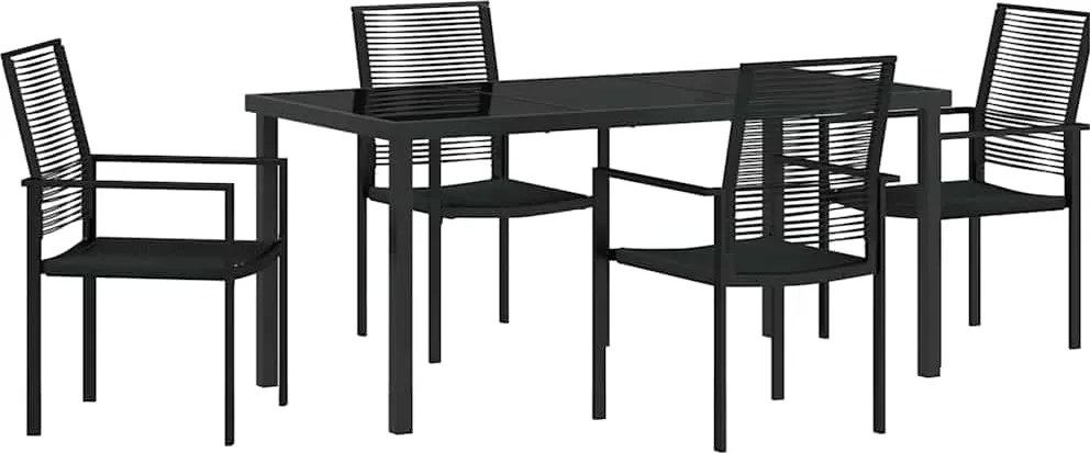 vidaXL Kert étkező szett 5 pcs Fekete Porszórt acél