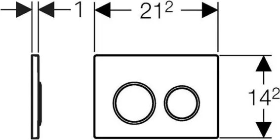 Geberit 115.085.KH.1-öblítő nyomógomb Omega20 21,2x14,2 cm fényes króm/matt króm