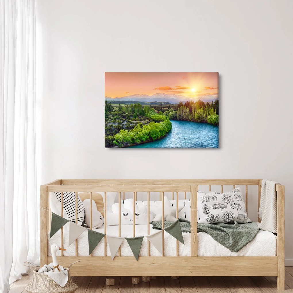 Kép - Erdei hegyvidéki táj (90x60 cm)