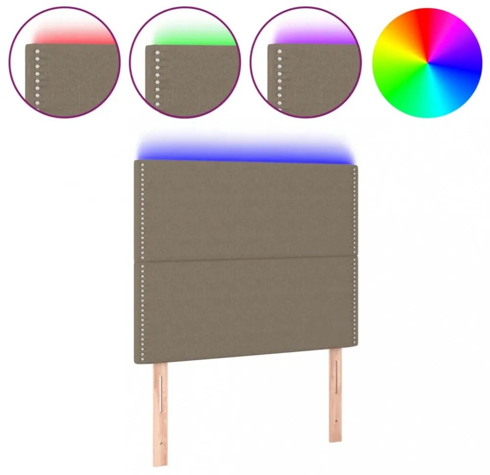 tópszínű szövet LED-es fejtámla 100x5x118/128 cm