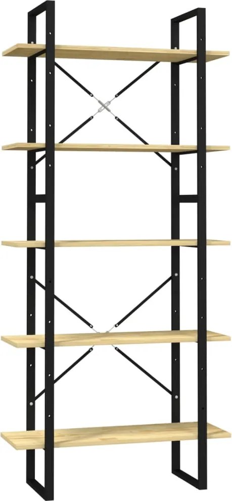 vidaXL ötszintes fenyőfa könyvszekrény 80 x 30 x 175 cm
