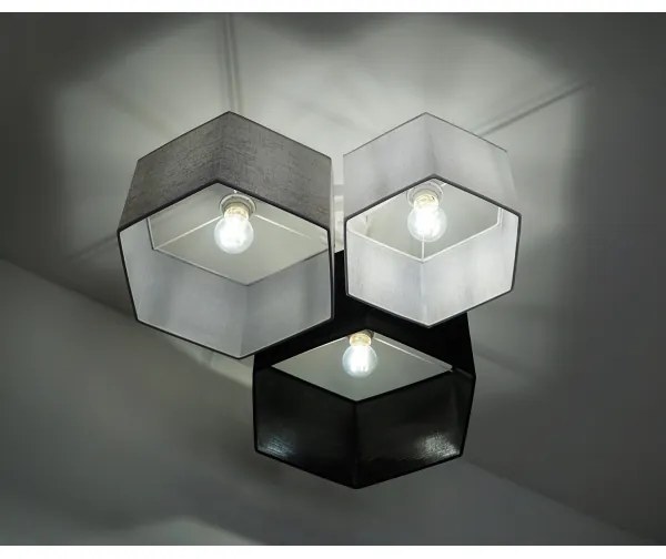 Duolla - Felületre szerelhető csillár ROLLER TRIO HEX 3xE27/15W/230V fekete/szürke/fehér