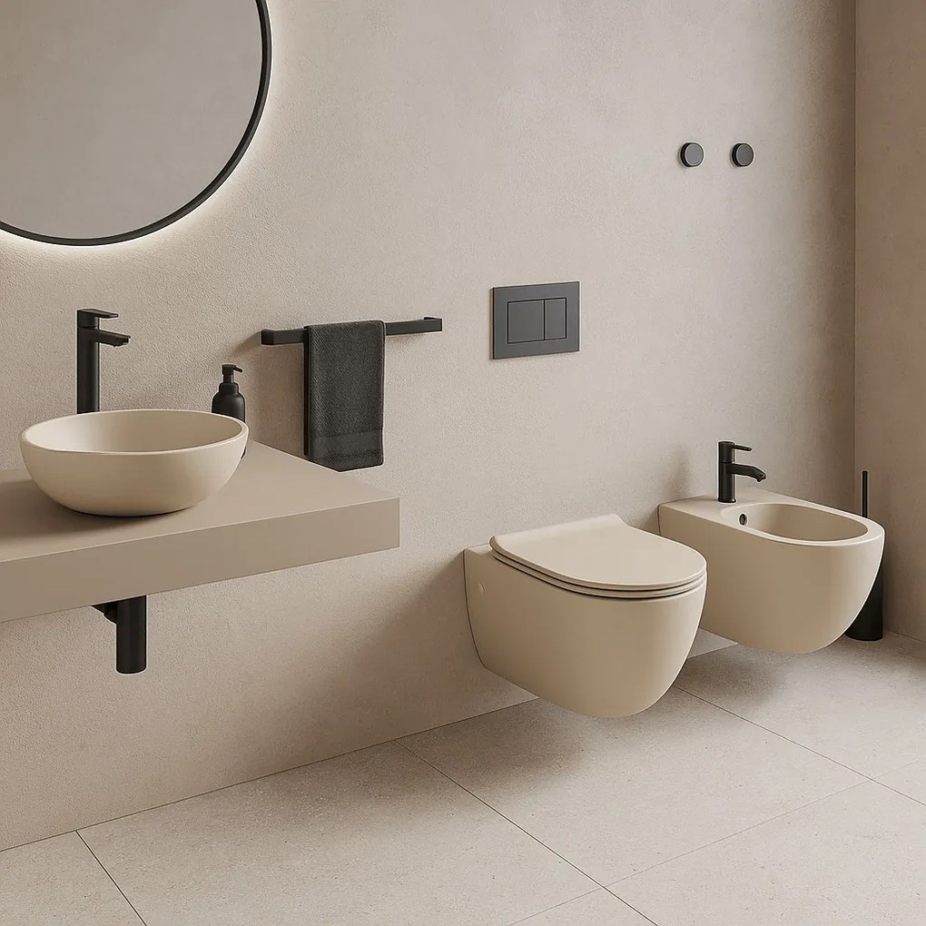 CeraStyle ZERO - PULTRA ültethető - Top Counter - porcelán mosdó - O - MATT BÉZS - Ø 46 cm