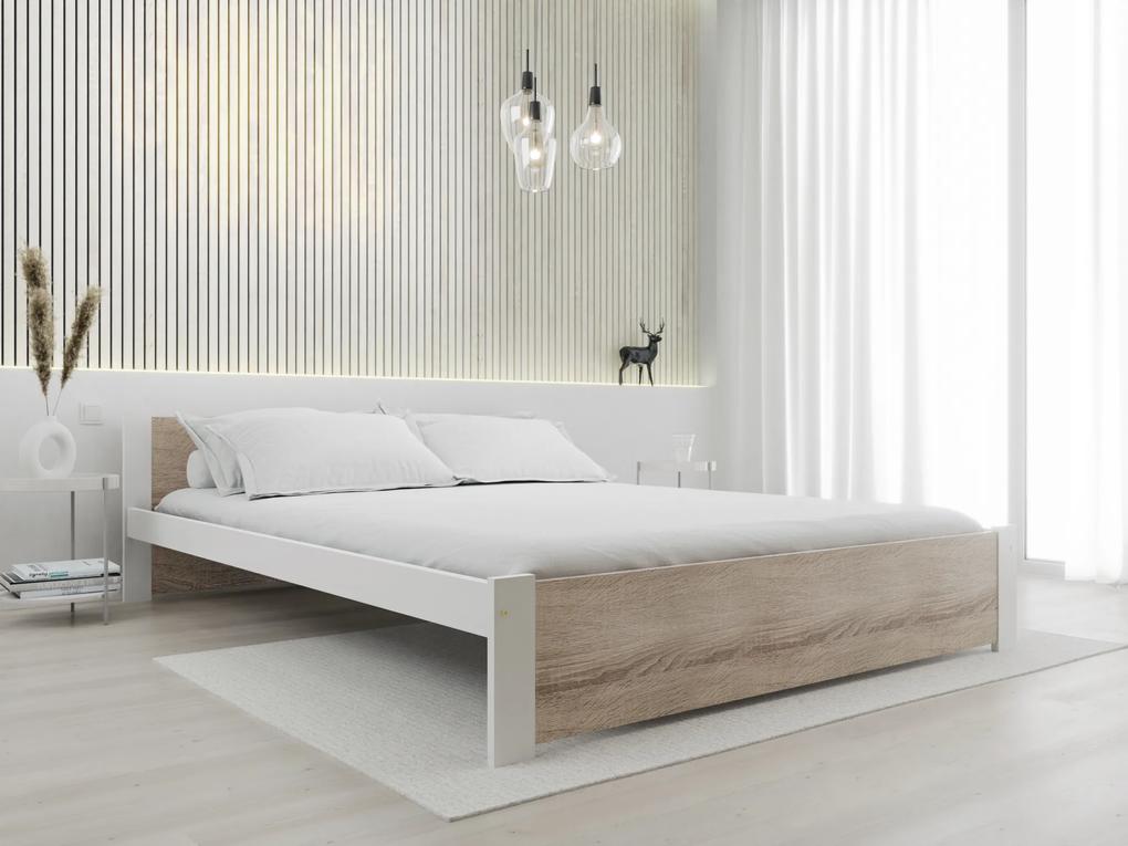 IKAROS ágy 140x200 cm, fehér/sonoma tölgy Ágyrács: Ágyrács nélkül, Matrac: Somnia 17 cm matrac