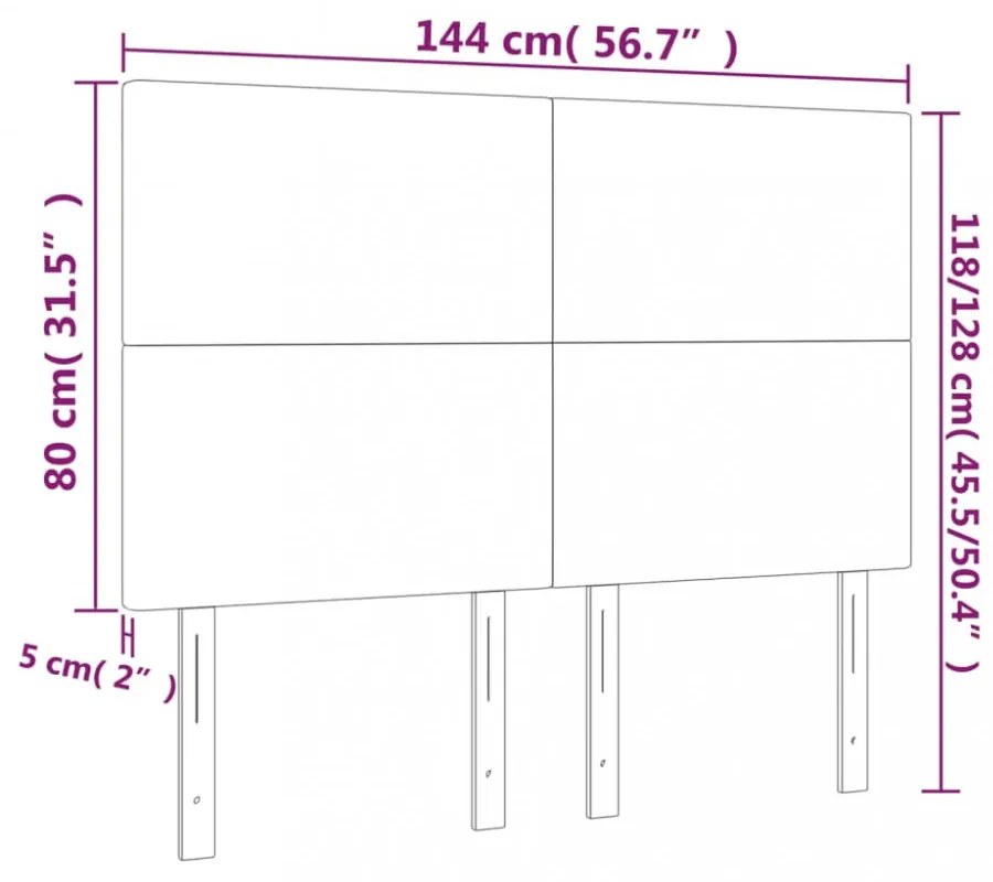 cappuccino műbőr LED-es fejtámla 144x5x118/128 cm