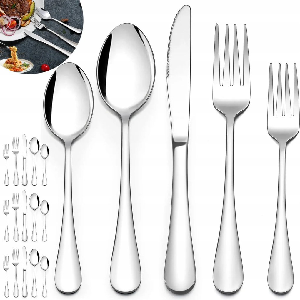 4 részes rozsdamentes acél evőeszköz készlet szállodai étteremhez