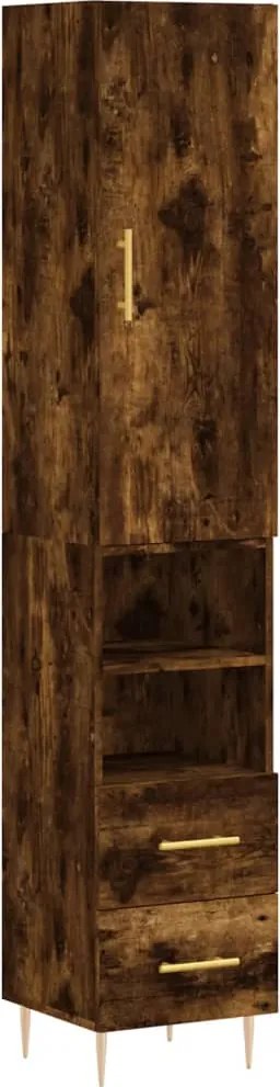 vidaXL füstös tölgy színű szerelt fa magasszekrény 34,5x34x180 cm