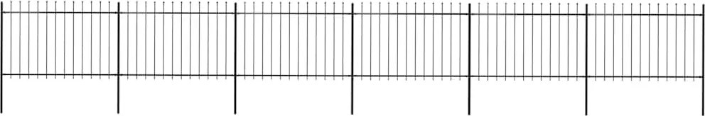 vidaXL fekete acélkerítés lándzsás tetejű szegéllyel 1070 x 120 cm