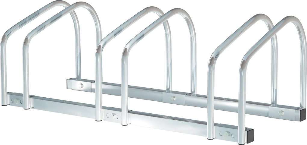 HOMCOM Bicikli Parkoló Állvány Acél Bicikli Tartó Padlón vagy Falon Beltéri és Kültéri Parkoláshoz 76x33x27 cm Ezüst | Aosom