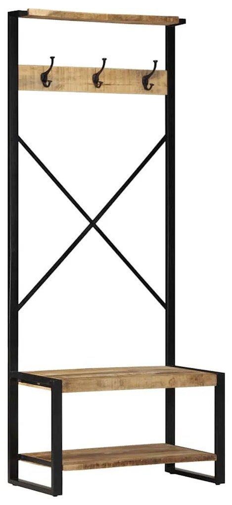 tömör nyers mangófa ruhatartó állvány 80x40x190 cm
